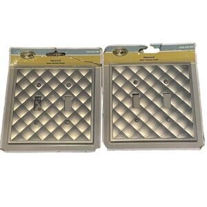 Hampton Bay Hancock Lot of 2 Double Light Switch Cover Satin Nickel 1006028499